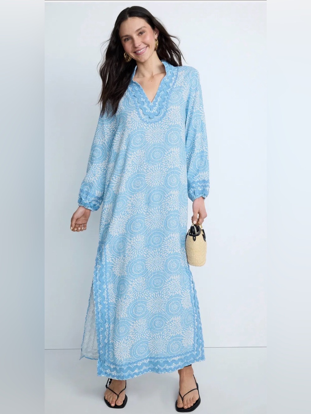 Sail to Sable ric-rac linen caftan